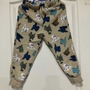 Jumping Beans Beige Joggers with Multicolor Grogu Print